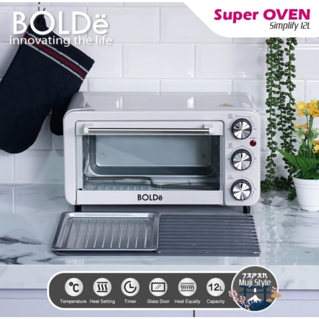 PUTIH Simplify Bolde Oven 12 Liter Low Watt Super White Bolde Oven Simplify Toaster Oven Small Oven Bolde Oven