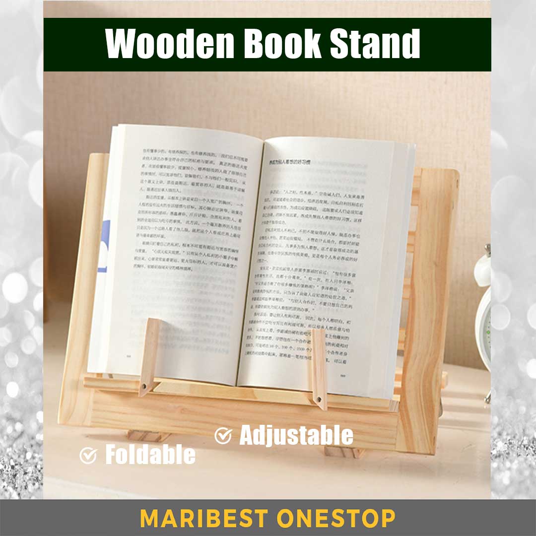 WOOD READING BOOKSHELF STAND HOLDER FOR COOKBOOK RECIPE BOOK LAPTOP FOLDABLE ADJUSTABLE CONVENIENT LIGHTWEIGHT