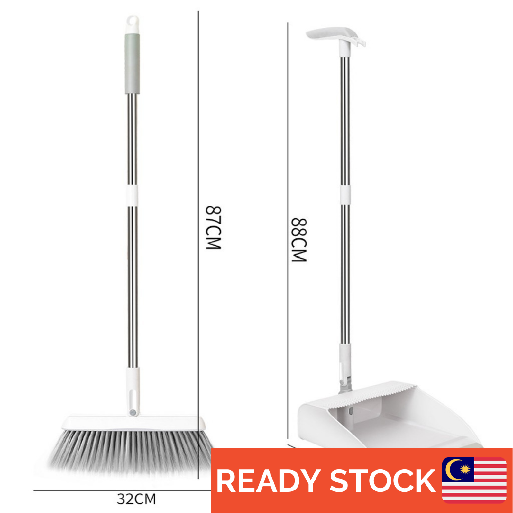Foldable Sweeper 2 in 1 Broom Stick Handle Holder and Dustpan Combo Set ...