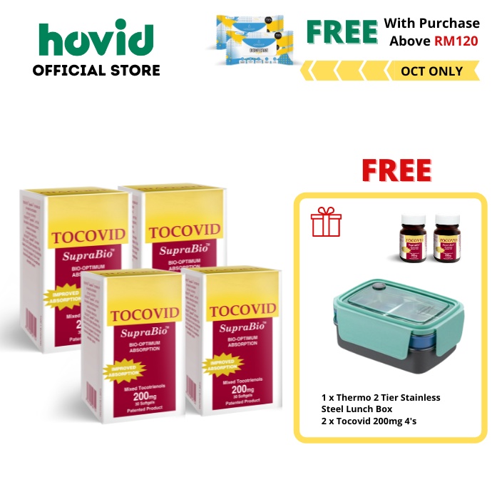 Tocovid Suprabio 200mg 4 X 30 S Free 200mg 2 X 4 S Free Thermo 2 Tier Stainless Steel Lunch Box 1 2l