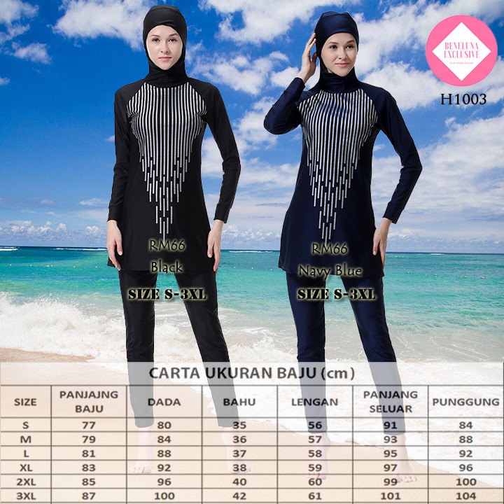  BAJU  RENANG  MUSLIMAH SWIMSUIT SWIMWEAR HIGH QUALITY H1003 