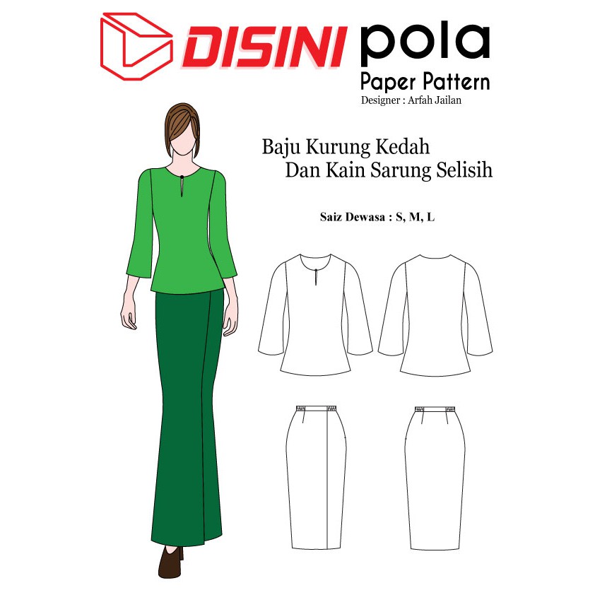 Pola Pakaian - Baju Kurung Kedah - designer Arfah Jailan | Shopee Malaysia