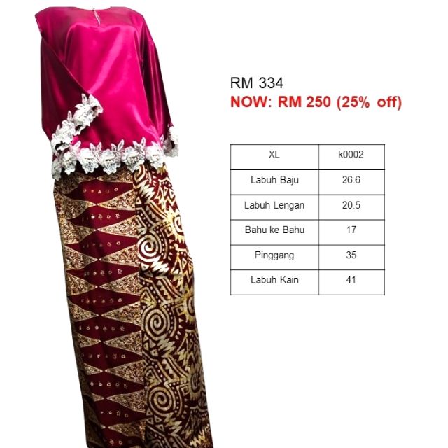  Baju  Kurung  Kedah  Top Blouse Merah Maroon Bottom 