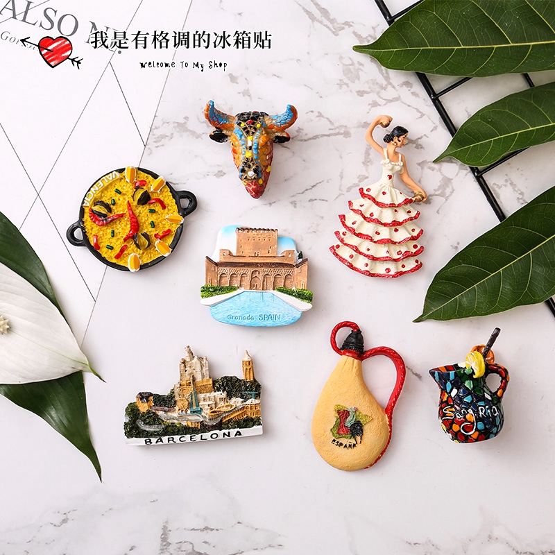 Spanish Fridge Magnets Tiles Creative Home Furnishings Wall Stickers Tourist Museum Souvenirs Refrigerator Magnet 西班牙冰箱贴