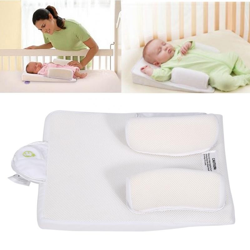 Infant Newborn Sleep Positioner Anti Roll Pillow Flat Head Cushion