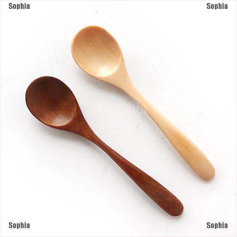 Sophia✪ Wooden Honey Spoon Coffee Spoon Ice Cream Candy Teaspoon Rice Spoon