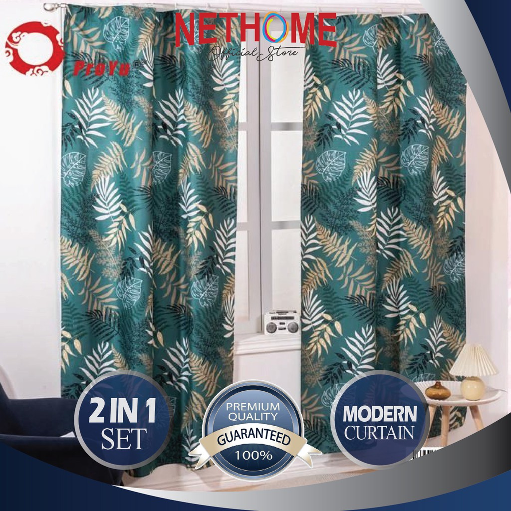 EXCLUSIVE LANGSIR CURTAIN MODERN RAYA (2IN1) SET LANGSIR TINGKAP ...