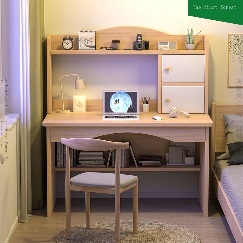 ✘Computer desk desktop desk bookshelf combination one simple home writing desk bedroom simple student study desk