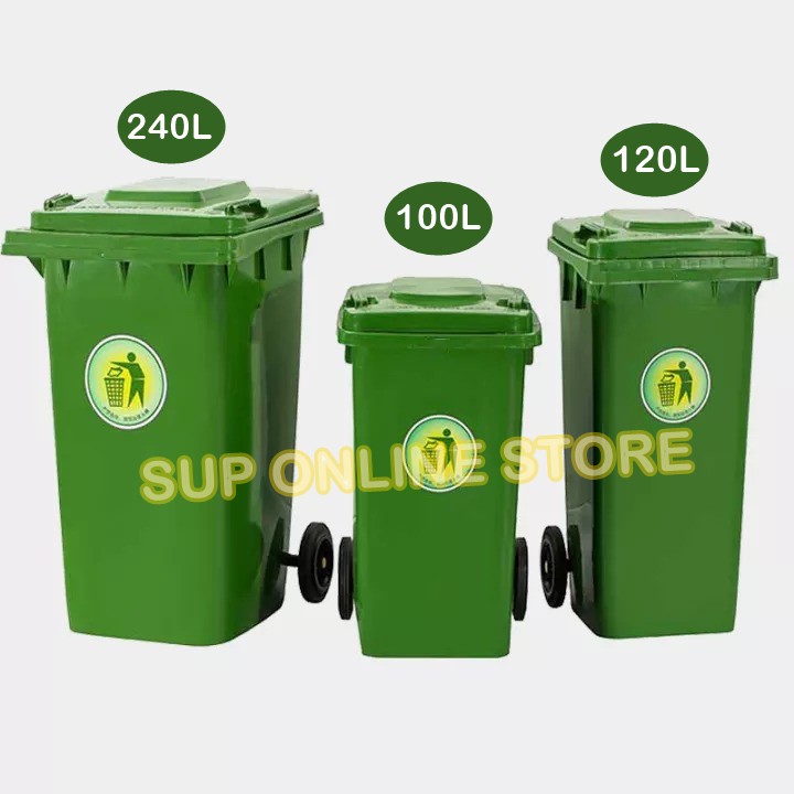 Heavy duty garbage bin with wheels 90l / 120l / 240l / green garbage ...