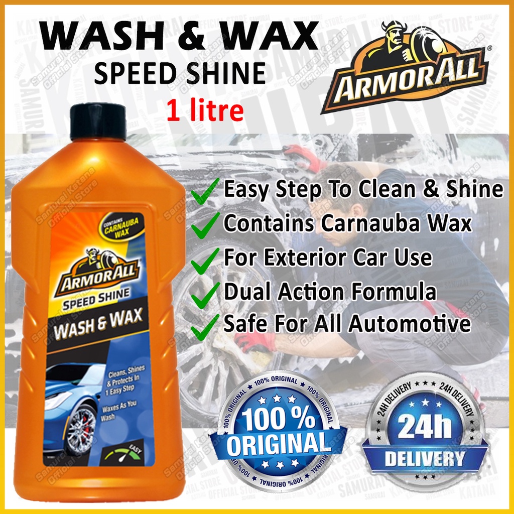 Armor All Car Wash & Wax Speed Shine 1L Car Shampoo Clean Exterior Car Body Car Care DIY Remove Dirt Grime Car Care