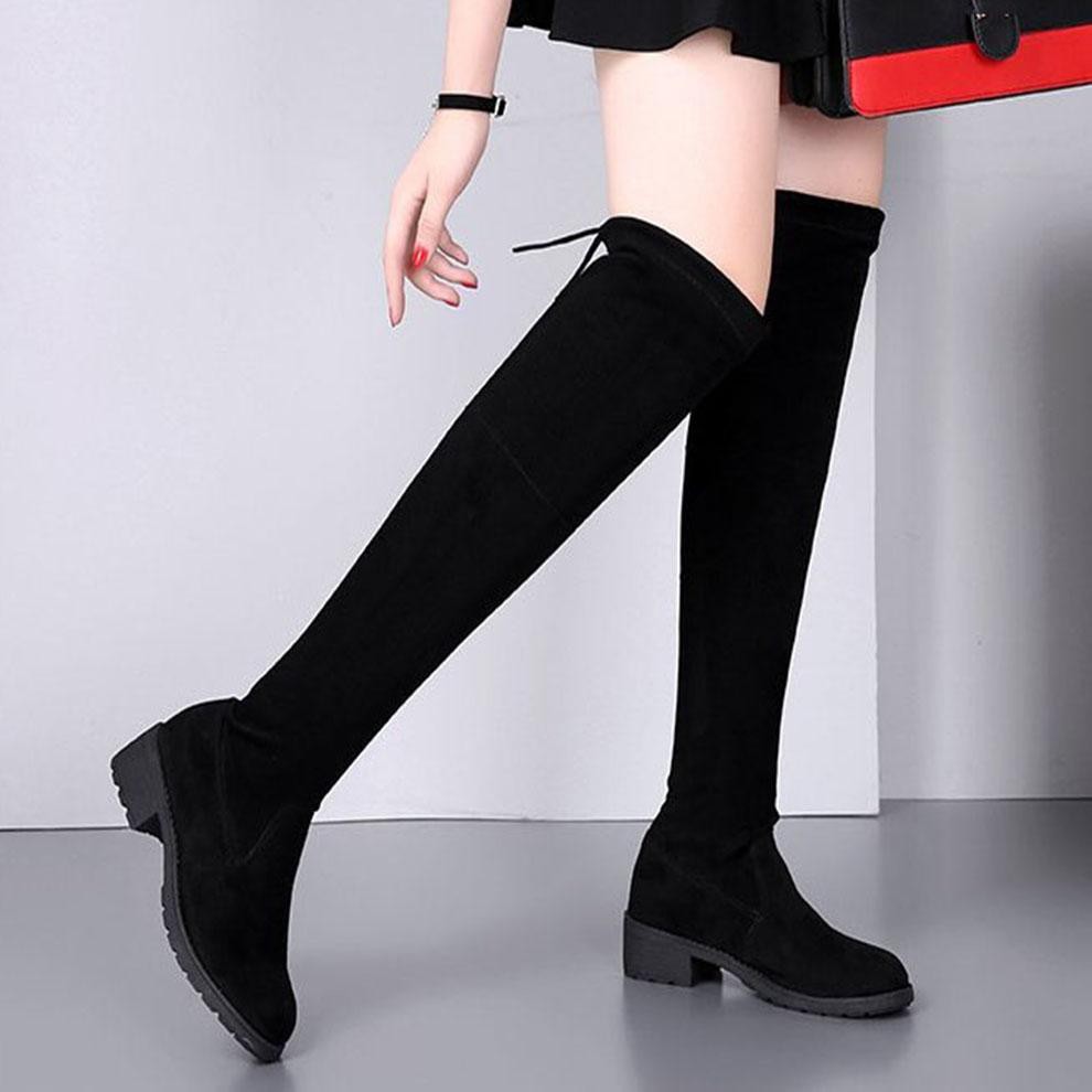 knee high boots thick heel