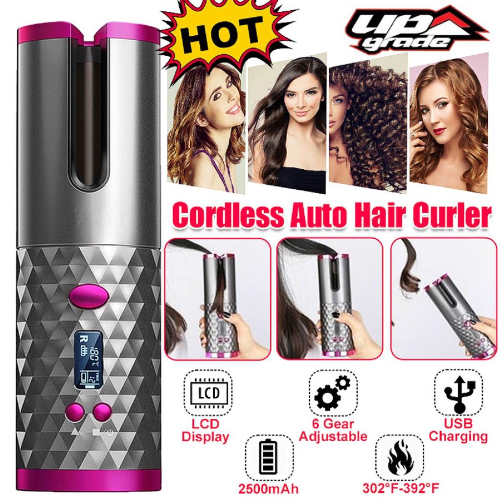 cordless rotating curling iron