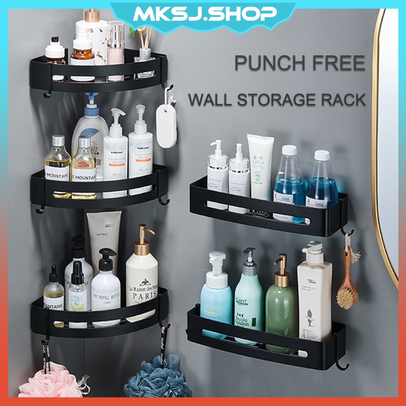 Bathroom Shelf Toilet Storage Rack Wall Corner Shelve Kitchen Accessories Organizer Shampoo Rak Bilik Mandi Dinding