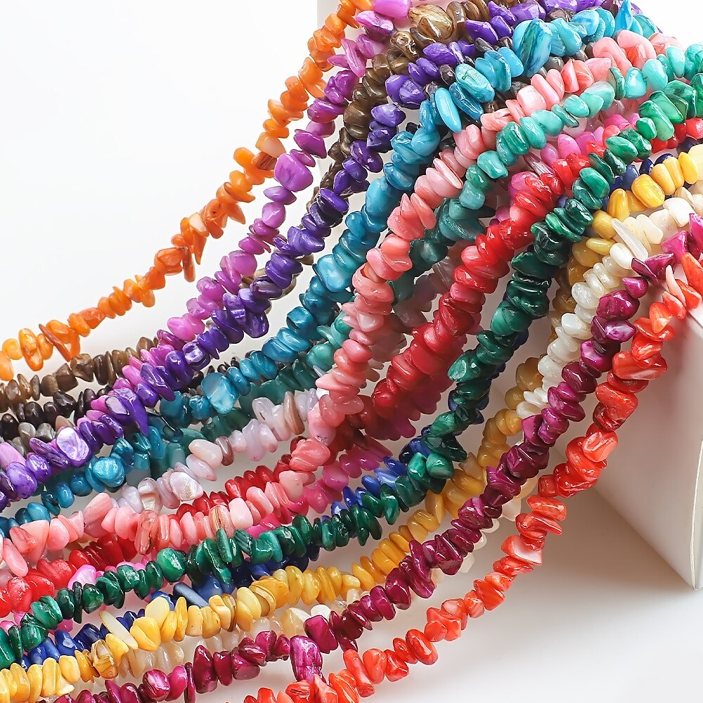 Irregular Freeform Chip Shell Beads ZhuBI 30inches 3-5mm Natural Stone Amethysts Tiger Eye Beads Jewelry Making Supplies Crafts for Fashion Beads Bracelet Diy Necklace Earring Ring