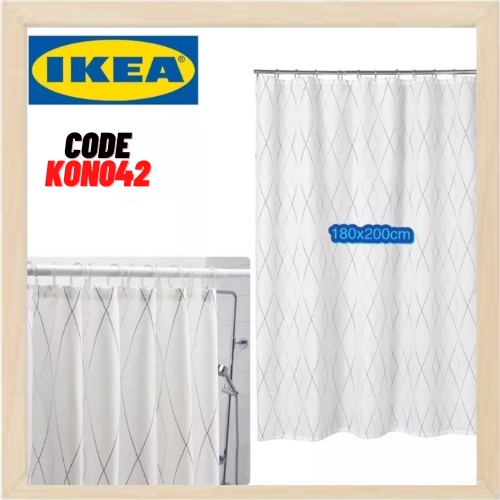 BASTSJON IKEA Shower curtain, white/grey/beige(180x200cm) Shopee Malaysia