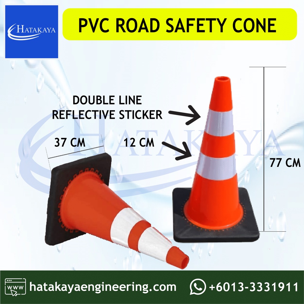 HTKY Safety Cone Traffic PVC Cone Double Reflective Sticker 770mm Road