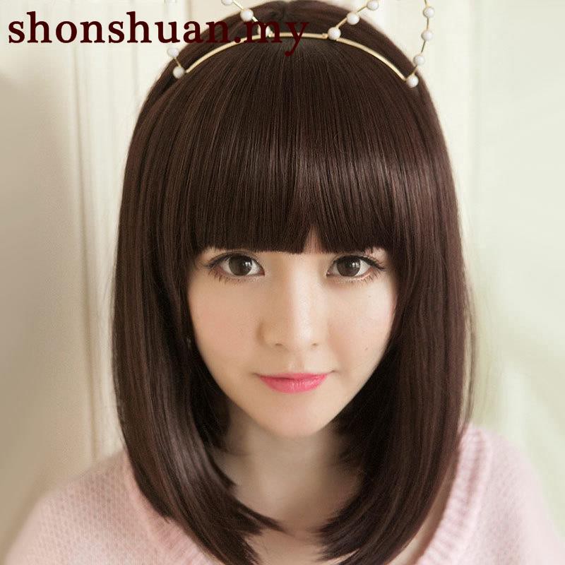 Wig Bob Sebahu Poni Ke Depan Rambut Palsu Woman Wigs Hair Accessories
