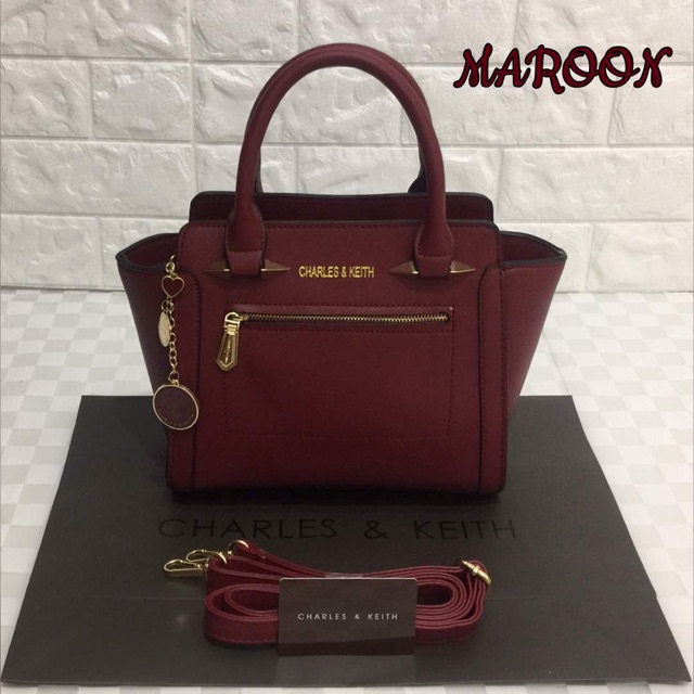 charles and keith maroon bag
