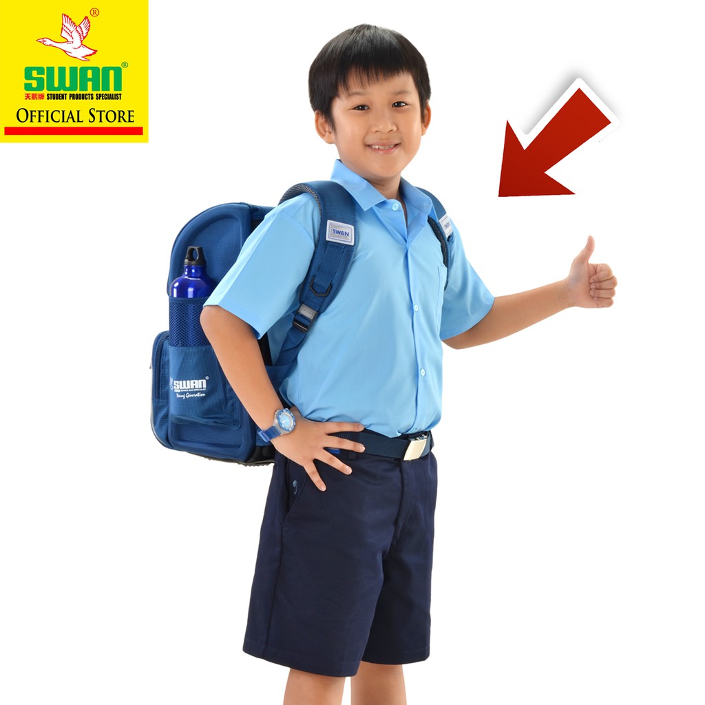 Swan Premium Short Sleeves Shirts Primary School Uniform Blue