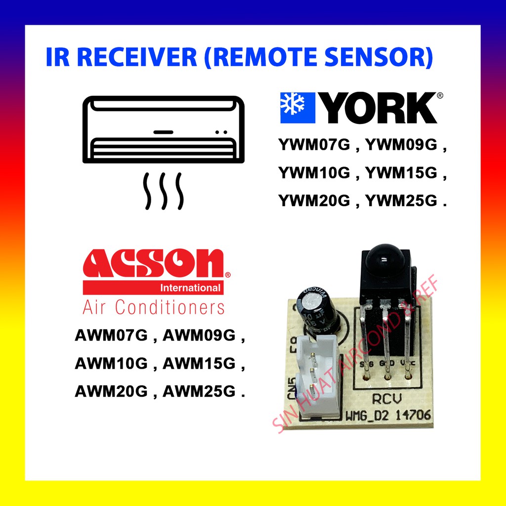 IR receiver sensor York YWM07G YWM09G YWM10G YWM15G Acson AWM07G AWM09G AWM10G AWM15G RECEIVER