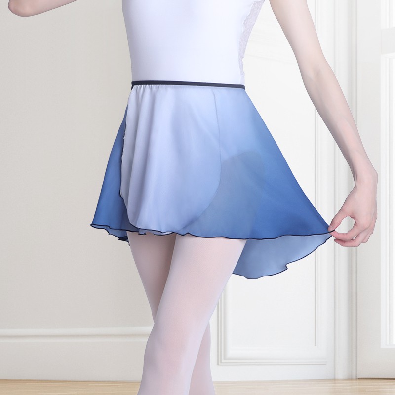 winying Girls Basic Chiffon Ballet Dance Mini Wrap Skirt with Ribbon Tie Waist Dancewear 