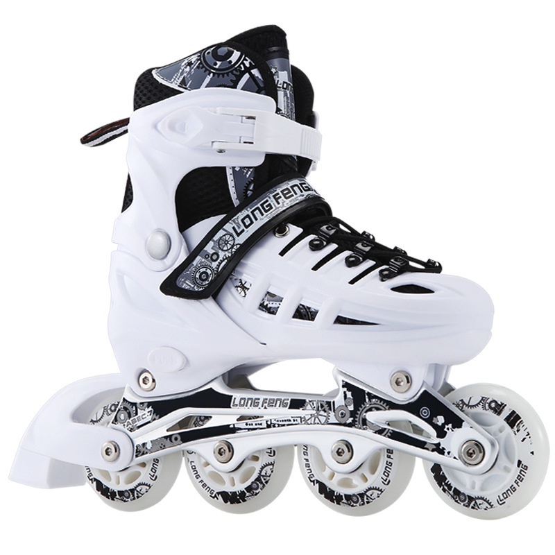 Adjustable size 30-42 single row beginner adult men and women children kids roller blade skates professional adult roller skating inline skates flashing round flat shoes