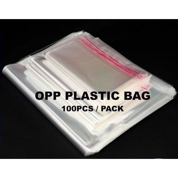 superb 100pcs Self Adhesive Plastic Resealable Transparent OPP Plastic Sticker Bag Clothing Packing Plastik Tudung Baju