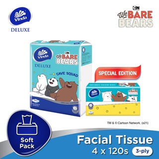 Image of Vinda Deluxe Facial Tissue  Large 3ply WE BARE BEAR Special Edition - SKY  (4x120s)