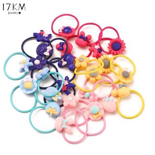 Image of 17KM Colorful Baby Kids Hair Band Set Cartoon Rubber Band Ponytail Accessories