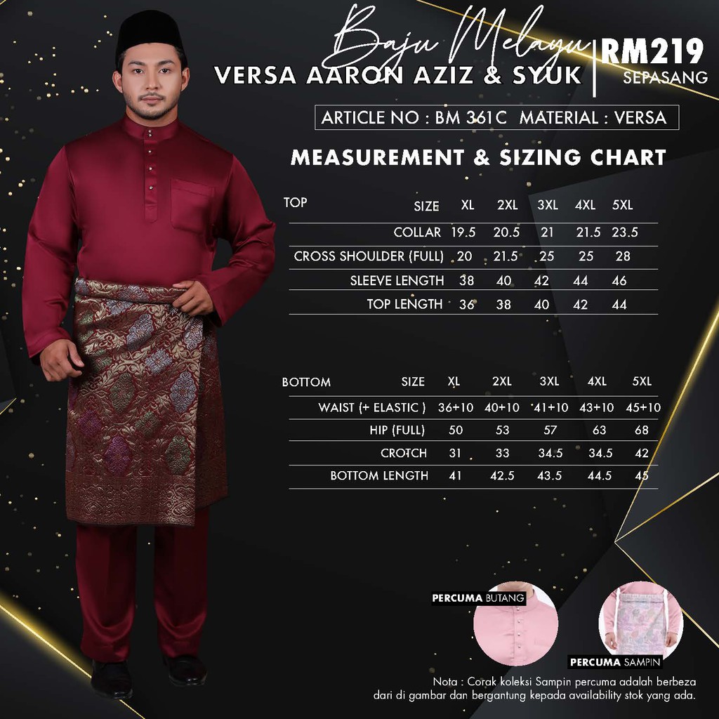 Size Baju Melayu Jakel