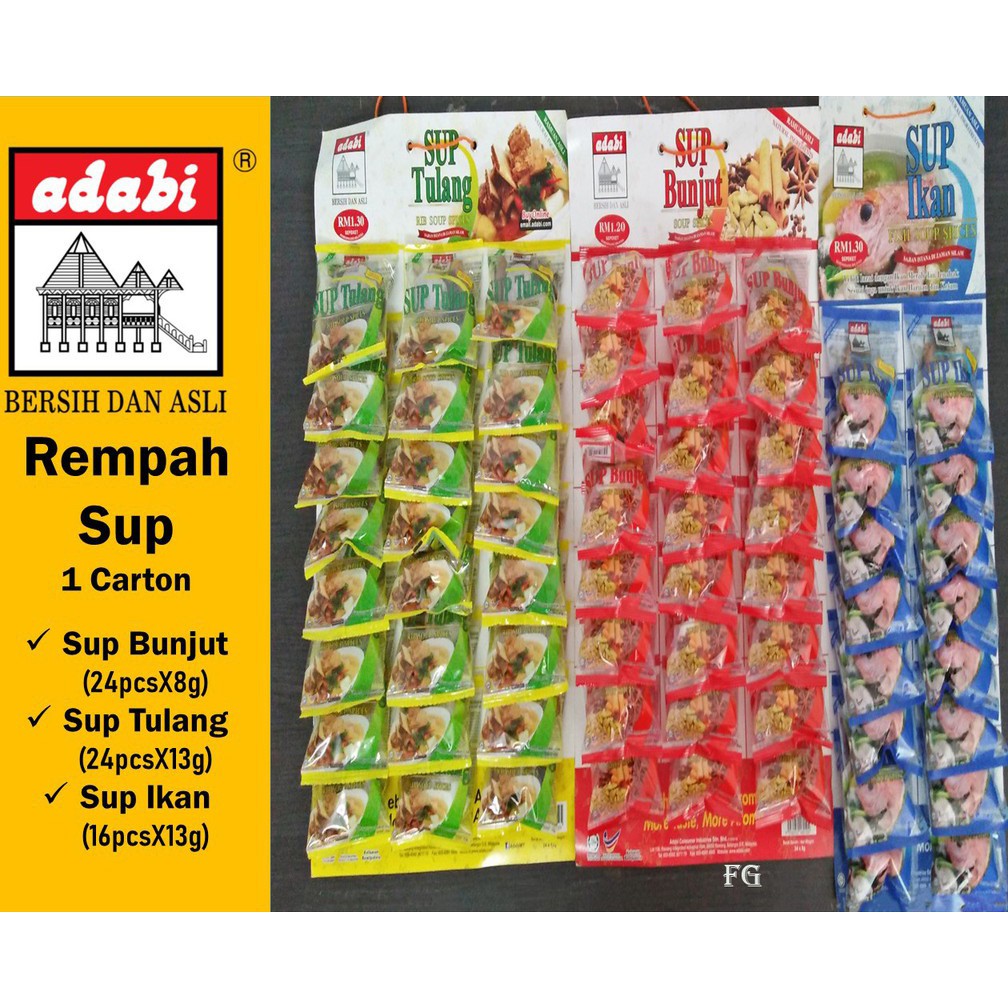 Adabi Rempah Sup (Pelbagai) 1 Papan  Shopee Malaysia