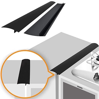 Kitchen Silicone Stove Counter Gap Cover Long Gap Filler Spill Bits Seal Strip for Cooker Washer Dryer Work Surface Stovetop Oven 21inch 2 Pack White 