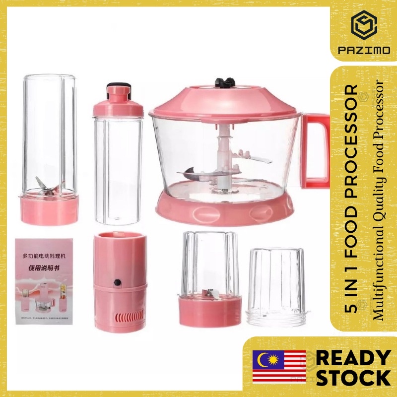 (Ready stock) 5 IN 1 Multi Function Food Processor blender set grinder Mixer / Mesin Memproses Makanan Pelbagai fungsi