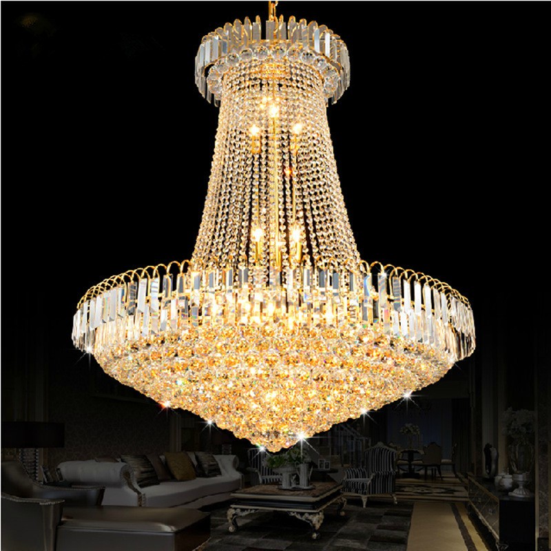 Luxury Golden Crystal Chandelier Light Stair Light LED Flush Chandelier ...