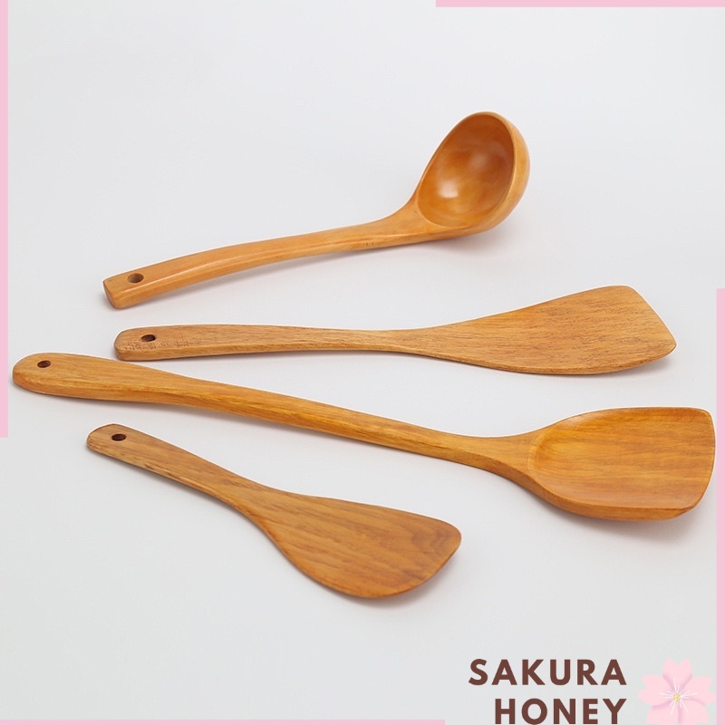 Set Senduk Kayu Set Wooden Cooking Utensil Senduk Kayu Asli Kitchen Spatula Set Wooden Spatula