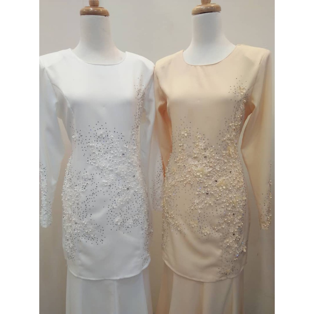  BAJU  KURUNG MODEN NIKAH WARNA  CREAM  DAN WHITE N31 