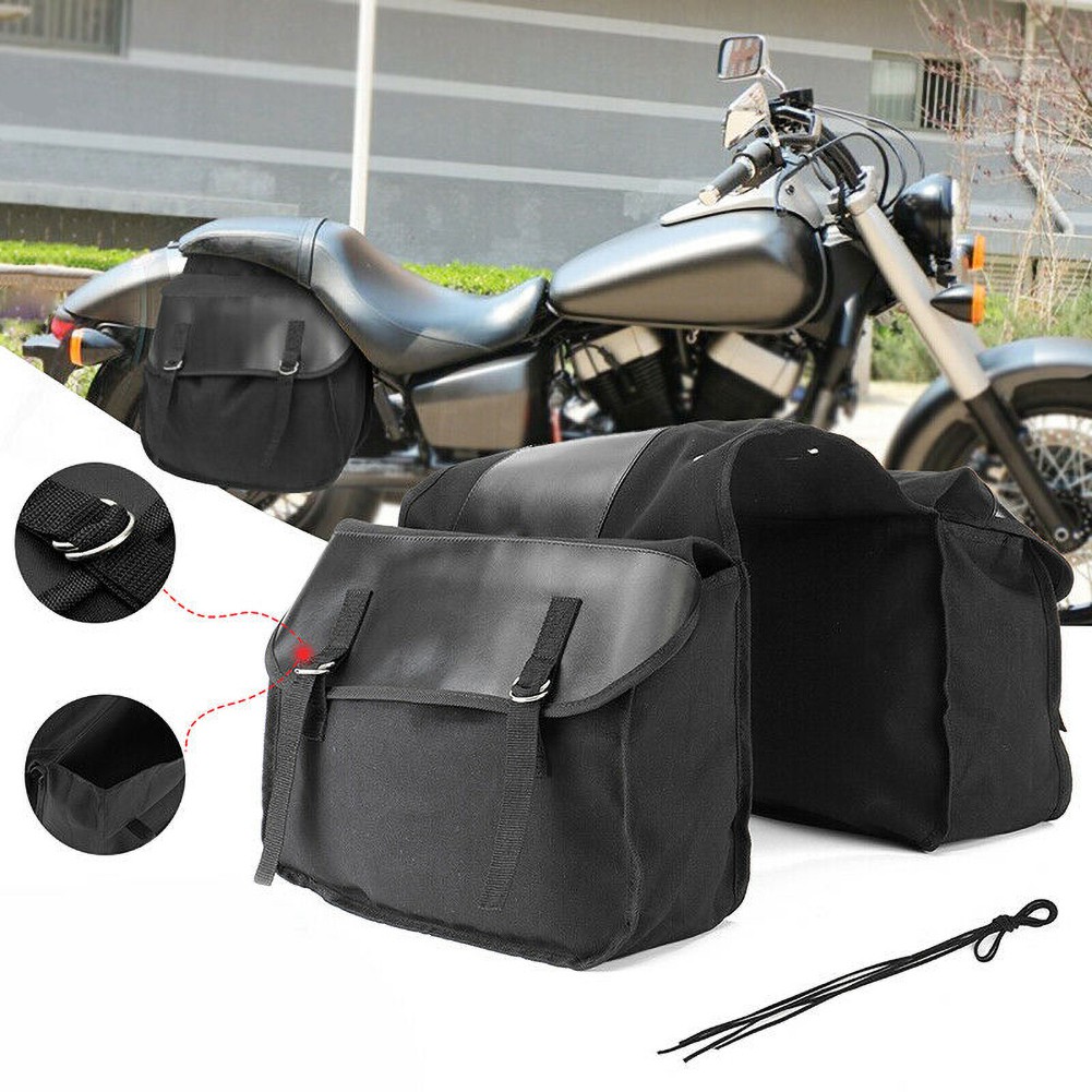Upgrade Touring Motorbike Saddle Bag Motorcycle Canvas Waterproof Panniers Box Side Tools Bag Pouch for Motorbike Color Name : Black 