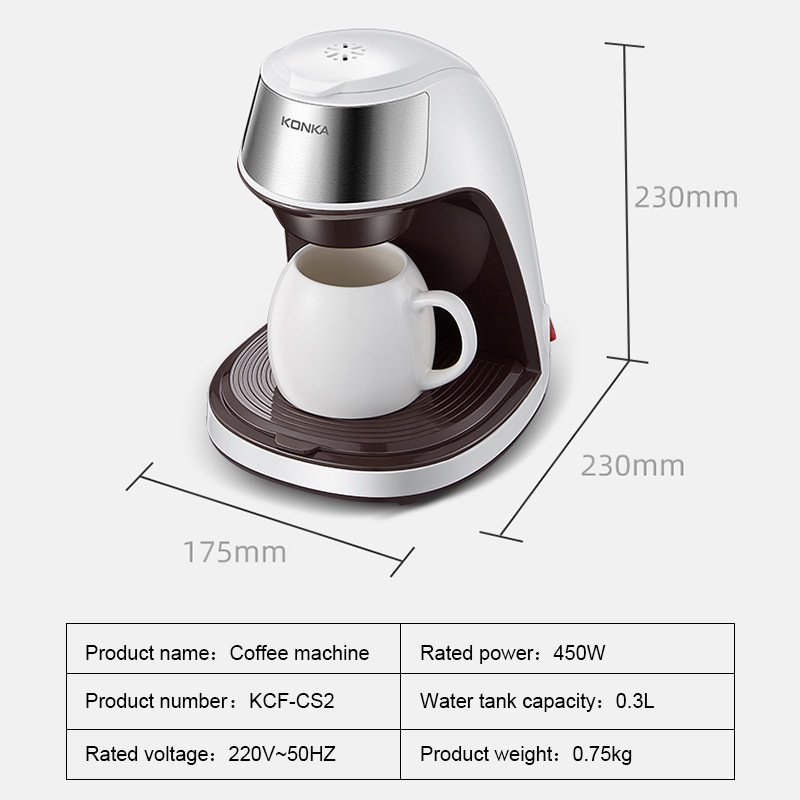 Electric Coffee Machine Automatic Dripping Home Office Multi-function Coffee Maker Brew Tea Coffee Powder Free Ceramic
