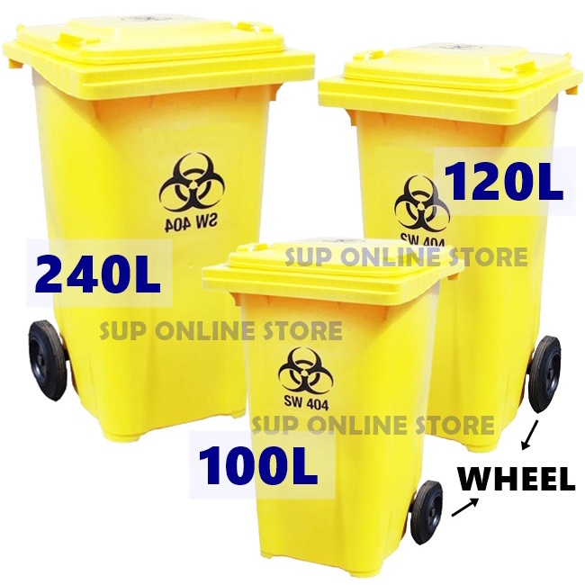 [100L / 120L / 240L]Clinical Garbage Bin with Wheel outdoor / Tong