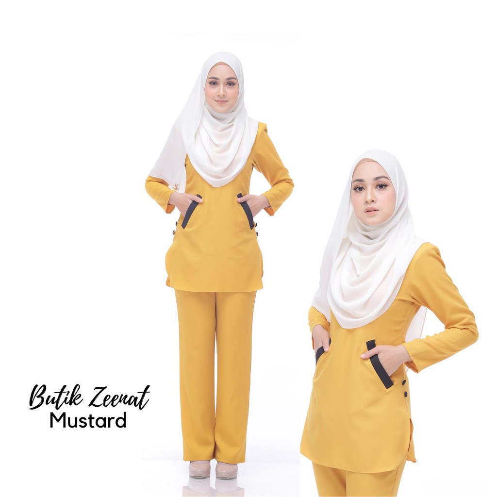 BAJU MUSLIMAH BLOUSE SUIT BERPOKET LINE HITAM (BAJU&SELUAR) BAJU VIRAL