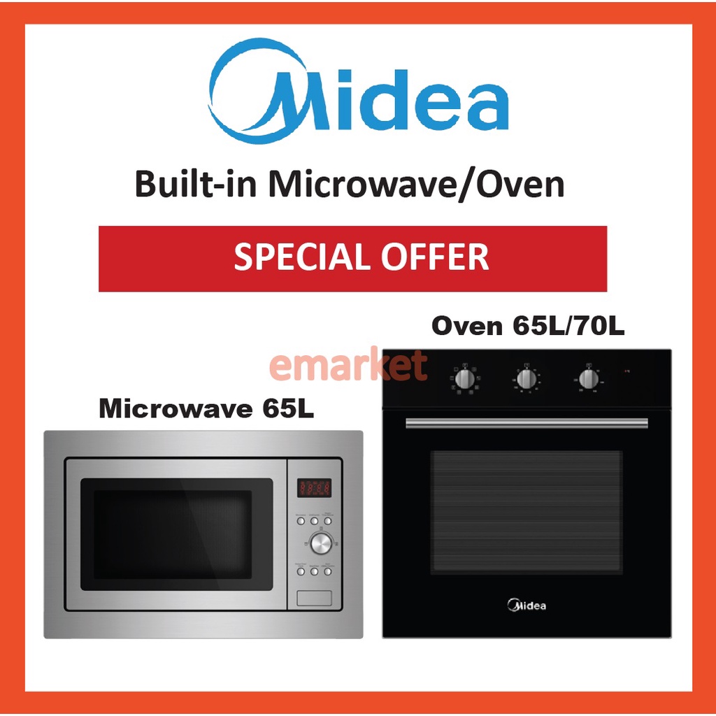 Midea 25L Built-In Microwave Oven With Grill MBM-1925B / Midea 65L Built In Oven MBO-M1865