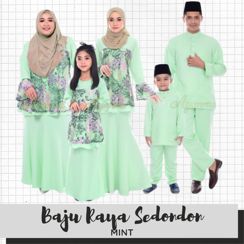 Baju Raya Sedondon Tema Warna Mint Hijau Mint Set Family Ayah Ibu Anak Baju Kurung Baju Melayu Kurta Ay2021 Shopee Malaysia