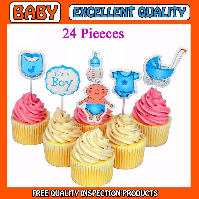 20x Baby Shower Cake Toppers Bottle Birthday Kids Party