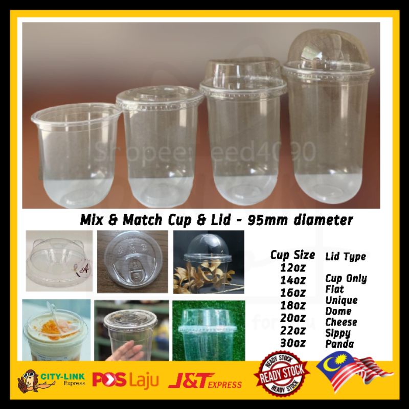 Buy Oontokmoo Niaga 50pcs 12oz ~ 30oz Unique U Shape Plastic Cup Capsule With Various Lid 7754