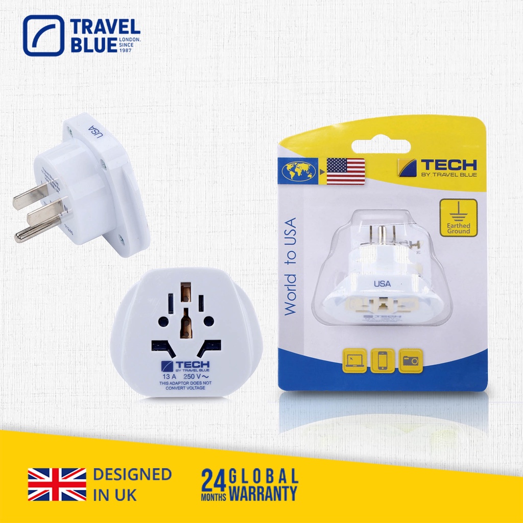 Travel Blue World to America (USA) Travel Adaptor