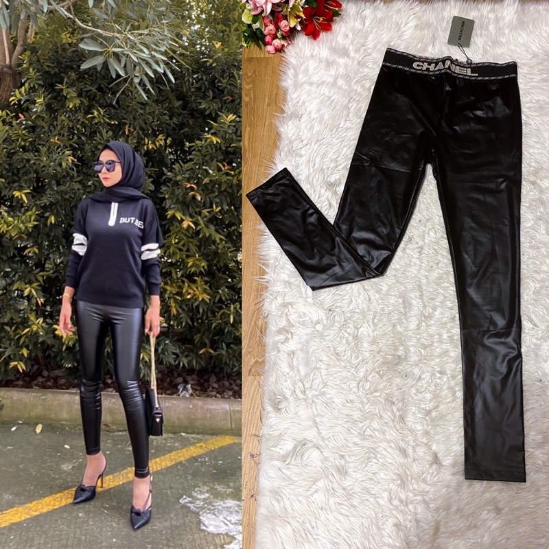 Latex CHANNEL Leather Pants Shopee Malaysia