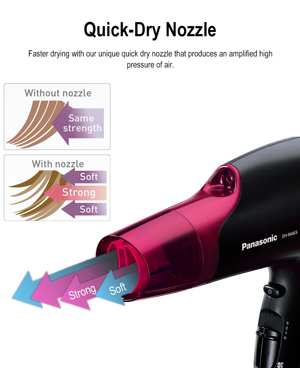 Panasonic 2000W EHNA65 nanoe Hair Dryer with various attachments