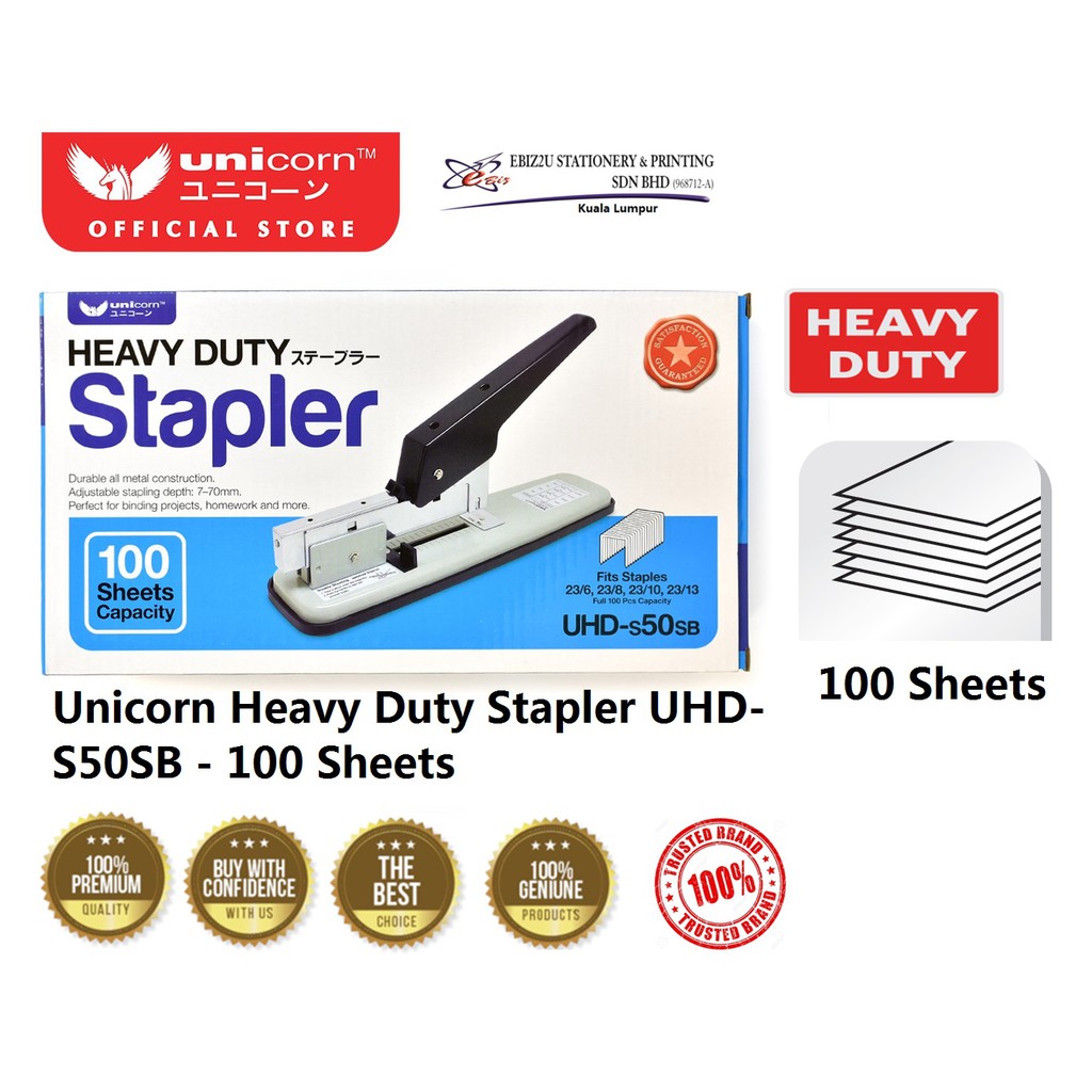 Unicorn Heavy Duty Stapler UHDS50SB 100 Sheets (alat pengokot, kawat