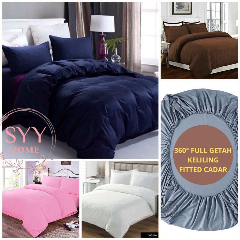 Cadar Bedsheet Plain Color Getah Keliling Single Queen Fitted Bedding ...