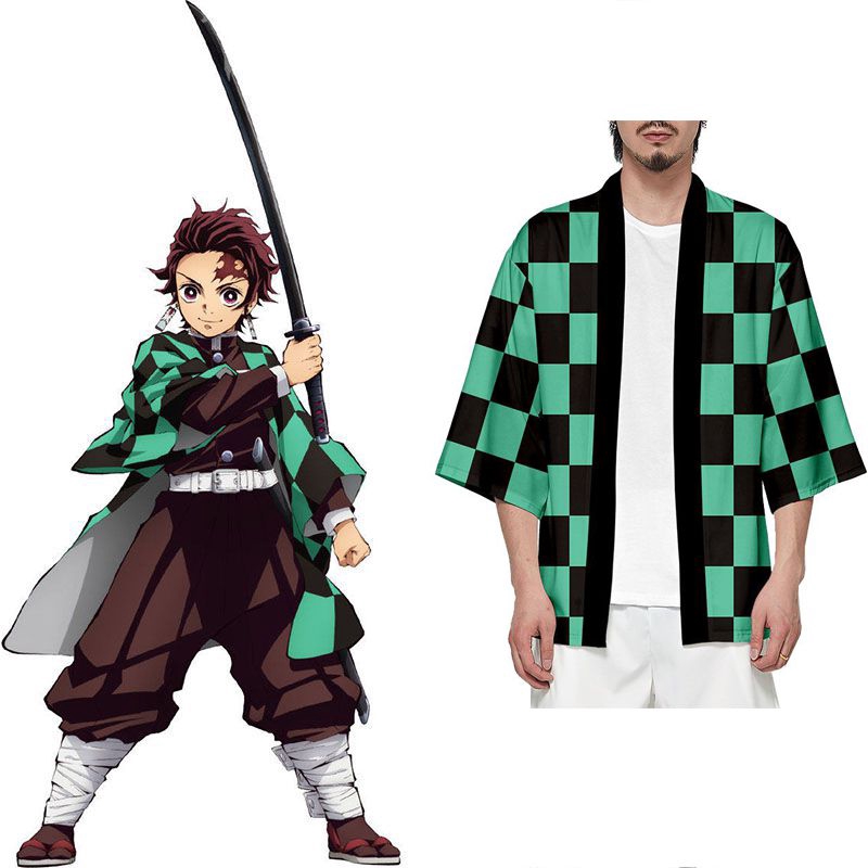 Anime Demon Slayer Kimetsu No Yaiba Kamado Tanjirou Men Cosplay Costume Loose Haori Coat Jacket Shopee Malaysia